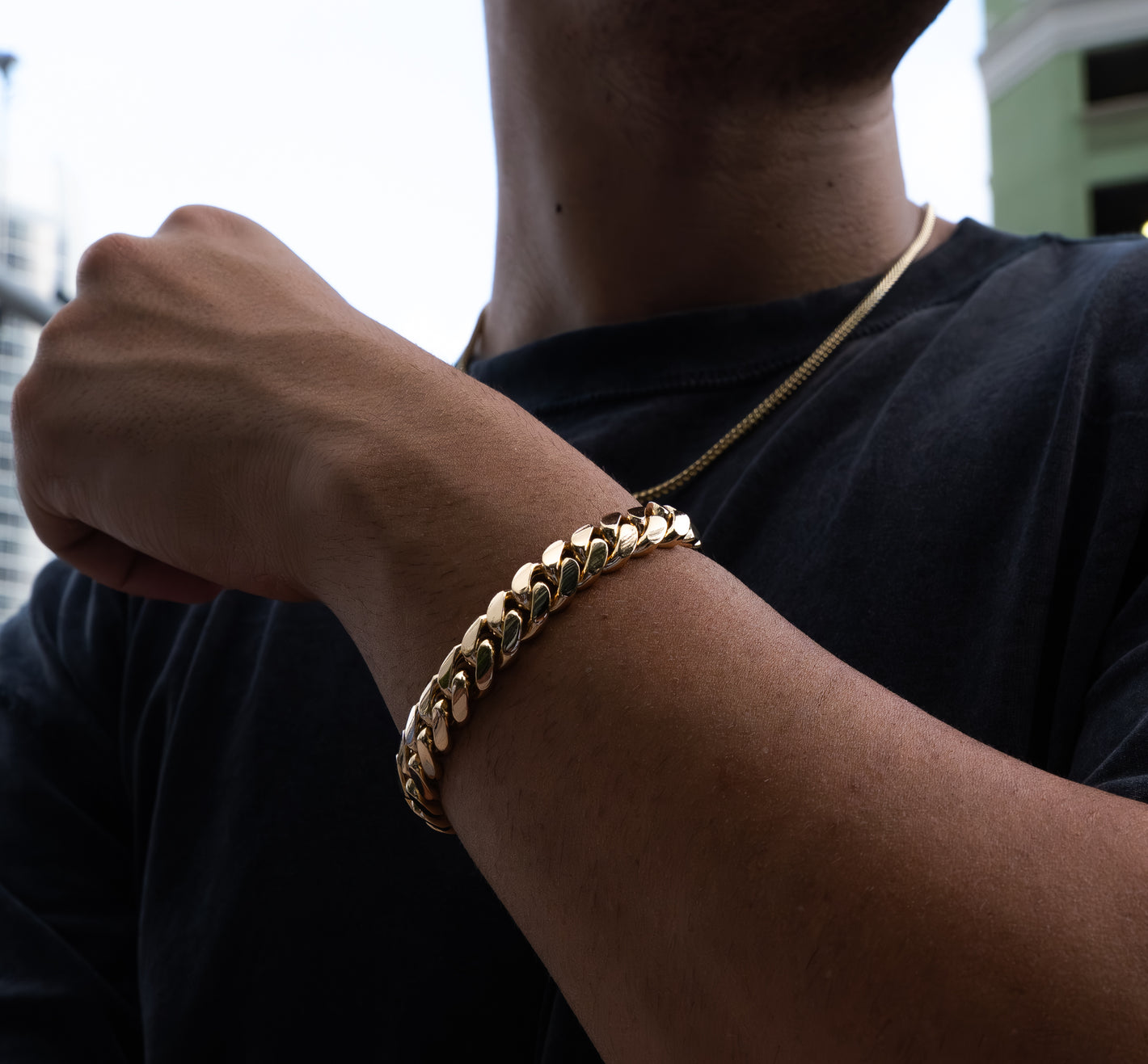 12MM 14KT Gold Over Silver Cuban Link Bracelet