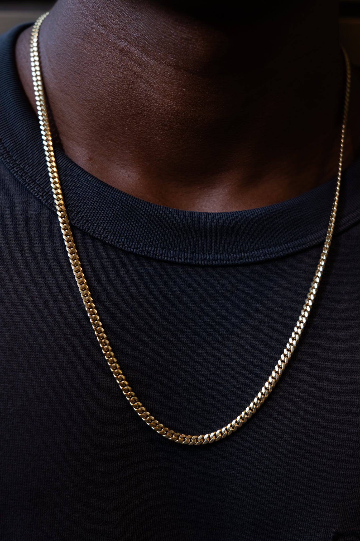 4MM 14KT Gold Over Silver Cuban Link Chain (Machine Made)