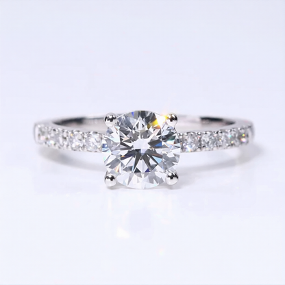 1.5CT Round Cut Lab Diamond Ring With 10KT Gold Band