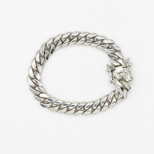 10MM solid silver Cuban link bracelet, handmade in Miami