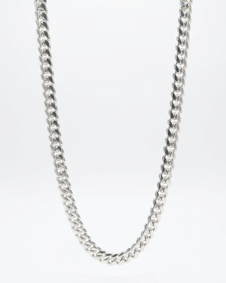 10MM solid silver Cuban link chain, handmade in Miami