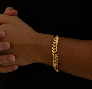 10MM 14KT Gold Over Silver Cuban Link Bracelet