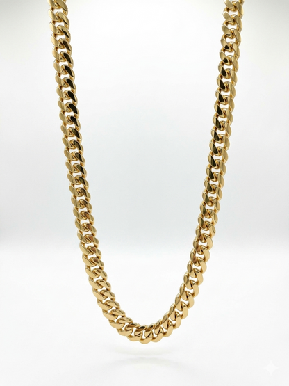 12MM 14KT Gold Over Silver Cuban Link Chain (Handmade)