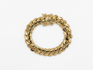 14MM 14Kt Gold Over Silver Cuban Link Bracelet