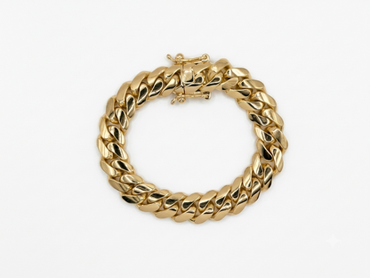 14MM 14Kt Gold Over Silver Cuban Link Bracelet