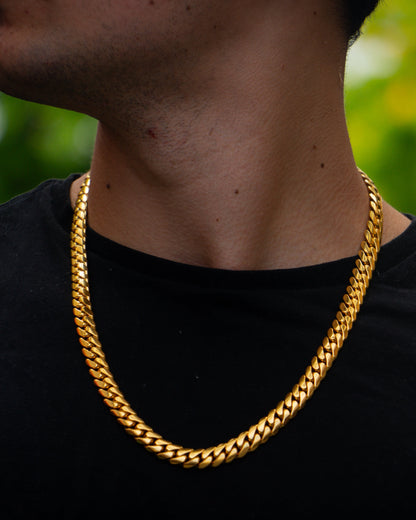 10MM 14KT Gold Over Silver Cuban Link Chain (Handmade)