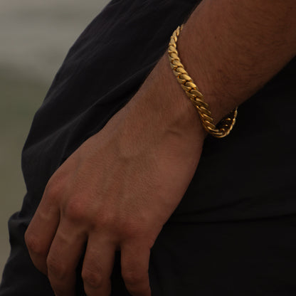 10MM 14KT Gold Over Silver Cuban Link Bracelet