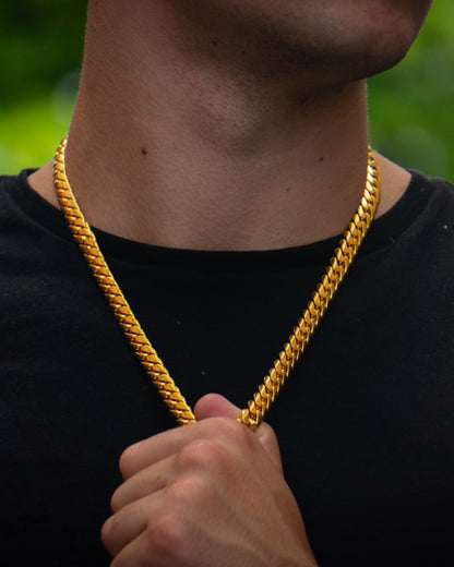 10MM 14KT Gold Over Silver Cuban Link Chain (Handmade)
