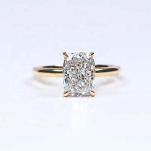 2CT Elongated Cushion Cut Lab Diamond Ring With 10KT Gold