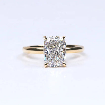 2CT Elongated Cushion Cut Lab Diamond Ring With 10KT Gold