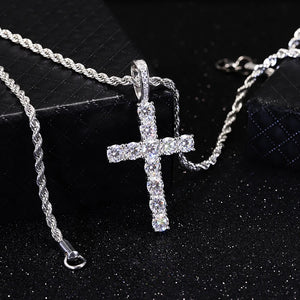 Iced Out Moissanite Cross Pendant With 925 Silver