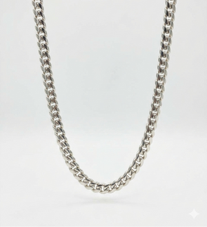 8MM solid silver Cuban link chain, handmade in Miami