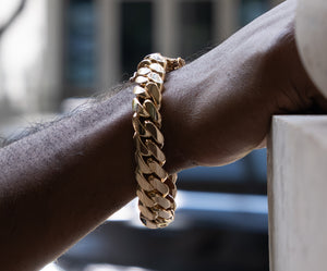 14MM 14Kt Gold Over Silver Cuban Link Bracelet