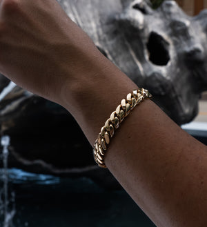12MM 14KT Gold Over Silver Cuban Link Bracelet