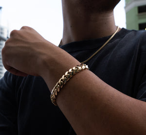 12MM 14KT Gold Over Silver Cuban Link Bracelet