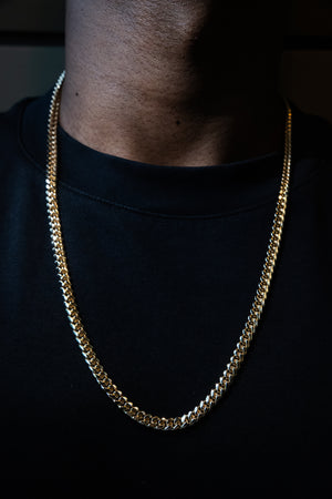 5MM 14KT Gold Over Silver Cuban Link Chain (Machine Made)