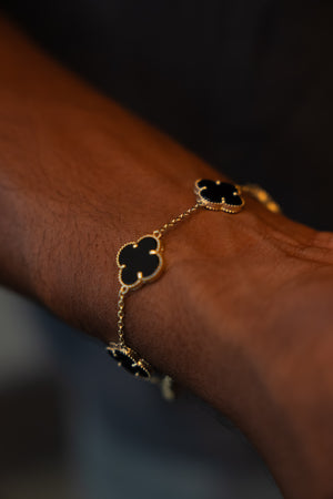 10Kt Gold Black Clover Bracelet