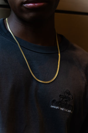 4MM 14KT Gold Over Silver Cuban Link Chain (Machine Made)