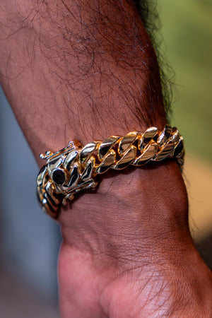 14MM 14Kt Gold Over Silver Cuban Link Bracelet