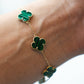 10Kt Gold Green Clover Bracelet