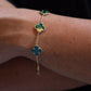 10Kt Gold Green Clover Bracelet