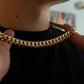 12MM 14KT Gold Over Silver Cuban Link Chain (Handmade)