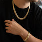 12MM Cuban Link Chain & Bracelet Set – 14KT Gold Over Silver
