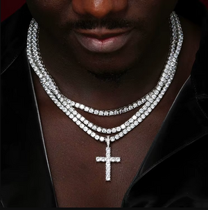 Iced Out Moissanite Cross Pendant With 925 Silver