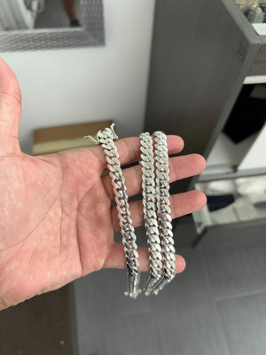 26 Inch Silver Cuban Link Chain and 9 inch Bracelet