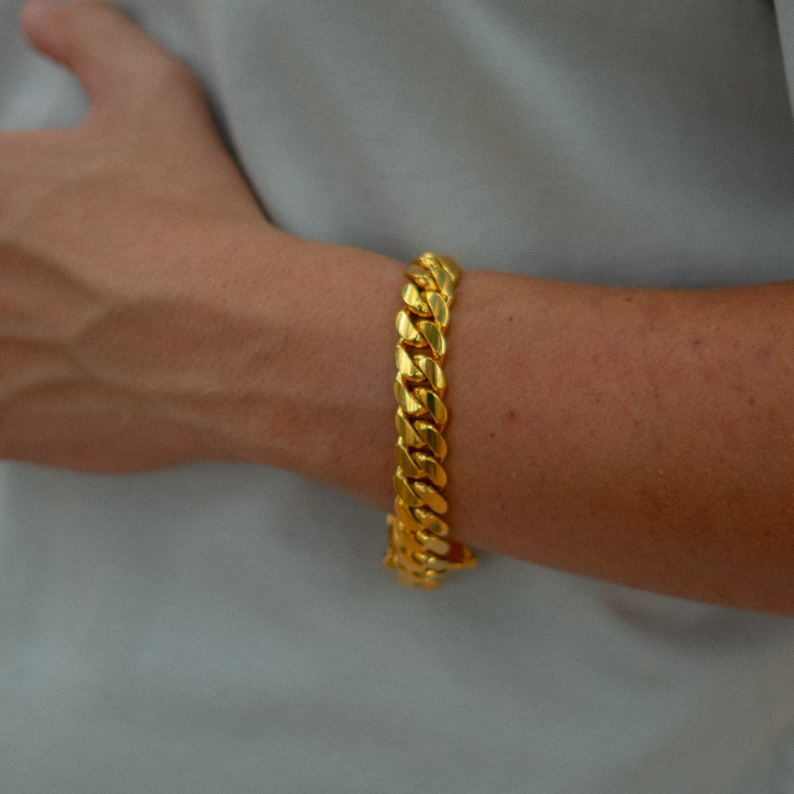 12MM 14KT Gold Over Silver Cuban Link Bracelet