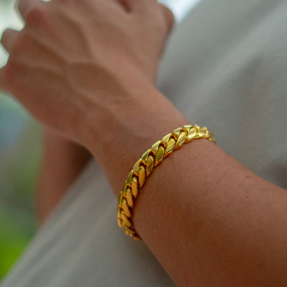 12MM 14KT Gold Over Silver Cuban Link Bracelet