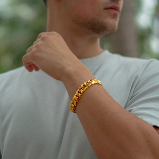 12MM 14KT Gold Over Silver Cuban Link Bracelet