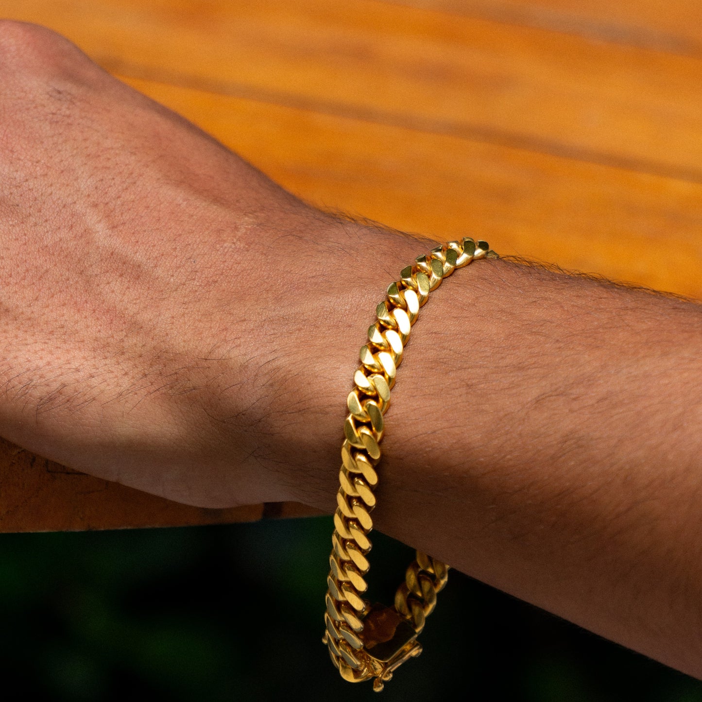 8MM 14KT Gold Over Silver Cuban Link Bracelet (Handmade)