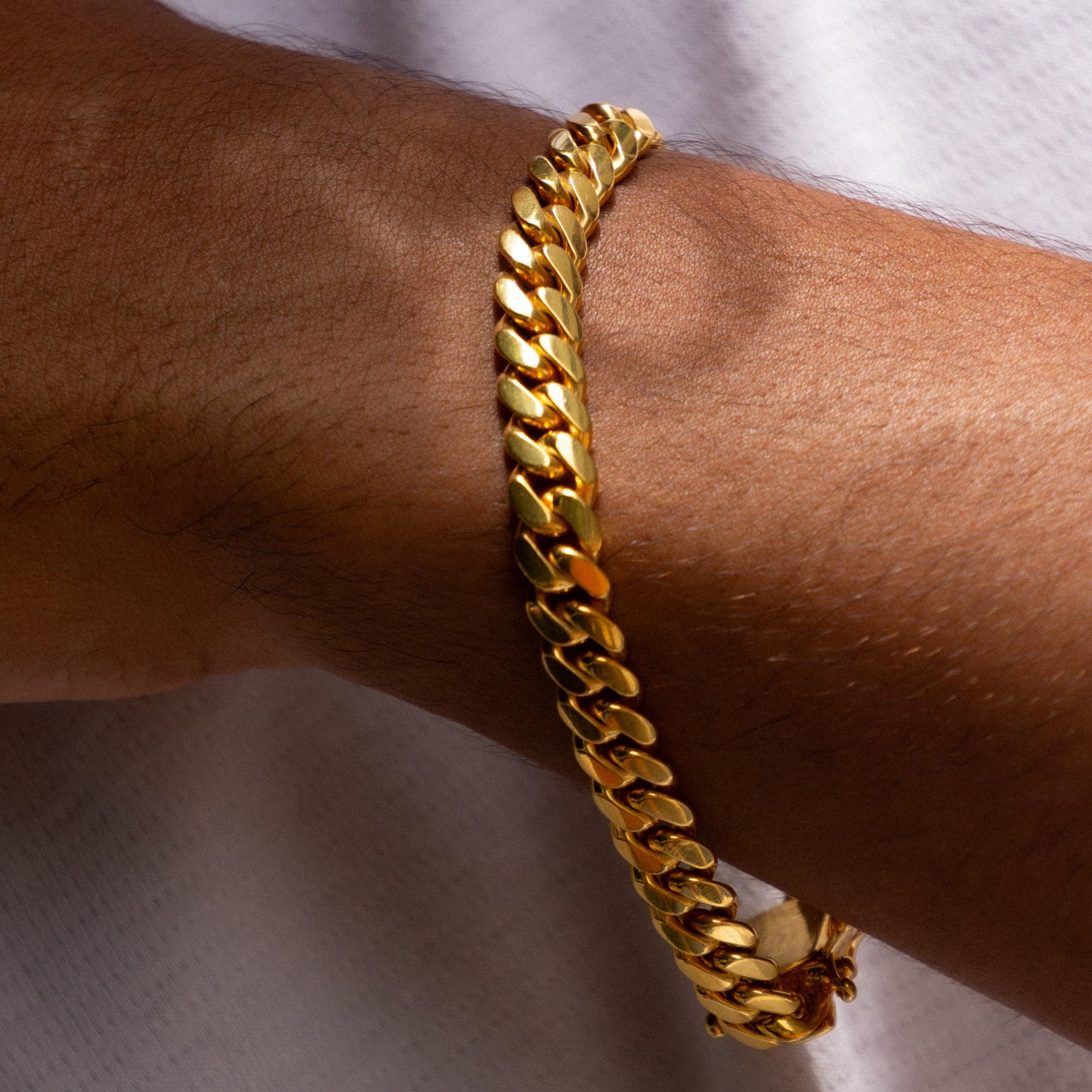 8MM 14KT Gold Over Silver Cuban Link Bracelet (Handmade)