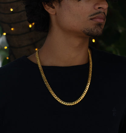 8MM Cuban Link Chain & Bracelet Set – 14KT Gold Over Silver
