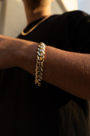 14MM 14Kt Gold Over Silver Cuban Link Bracelet