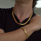 10MM Cuban Link Chain & Bracelet Set – 14KT Gold Over Silver